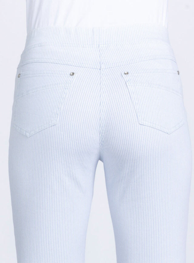 Maison-solfin - Pantalon femme 7/8° rayé bleu – 40