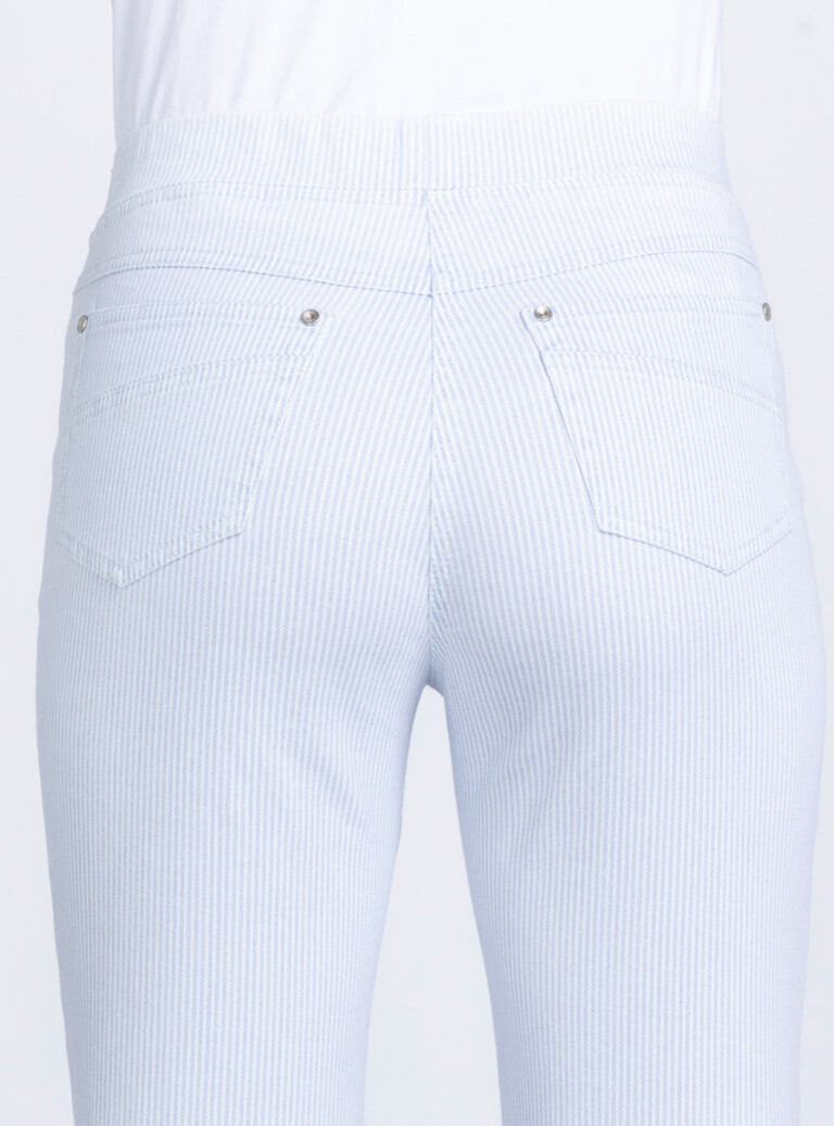 Maison-solfin - Pantalon femme 7/8° rayé bleu – 40