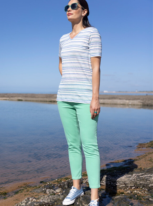 MAISON SOLFIN - Pantalon femme 7/8° vert menthol