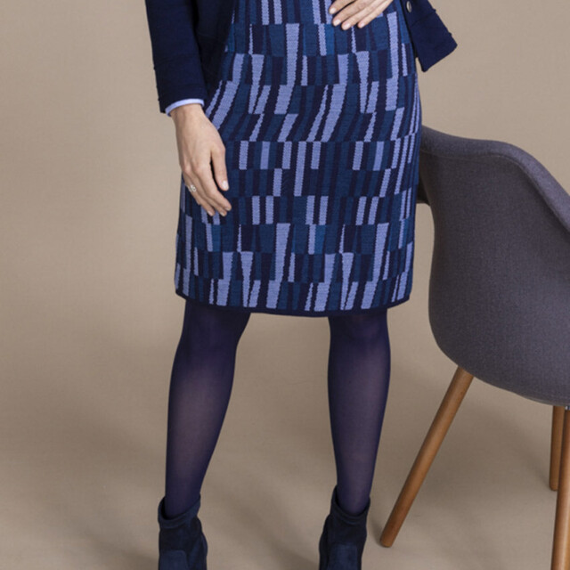 Maison Solfin - Jupe droite en laine jacquard bleu – 50