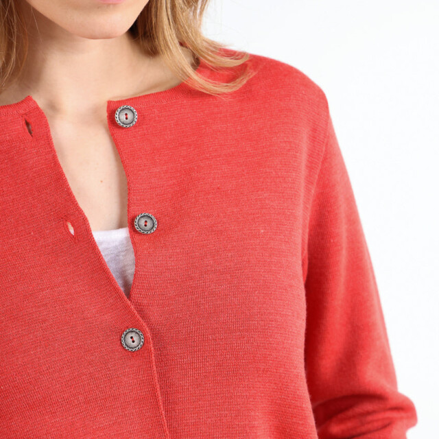 Maison Solfin - Veste courte femme en laine mérinos orange goyave – 50