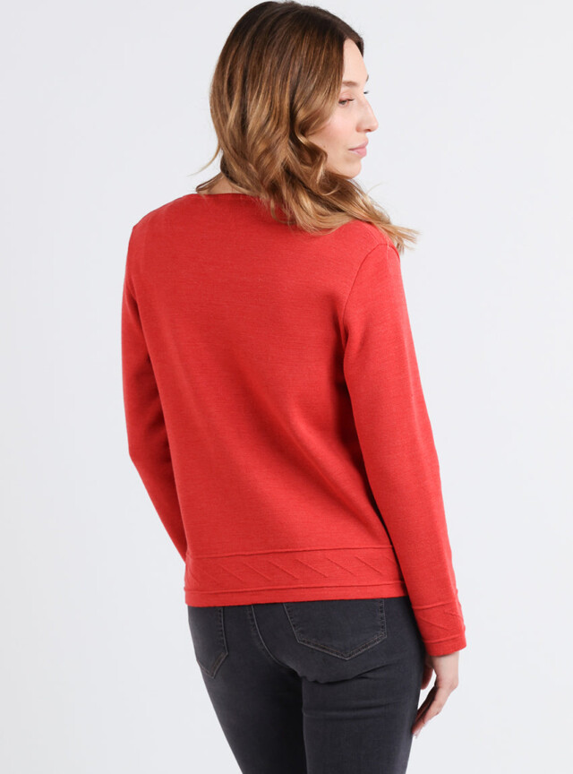 Maison Solfin - Veste courte femme en laine mérinos orange goyave – 50