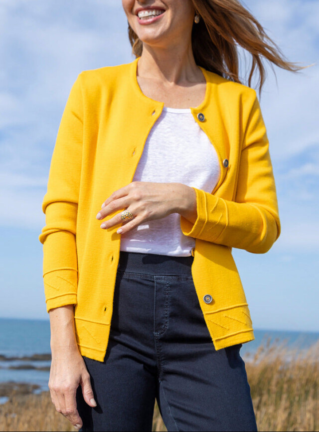 MAISON SOLFIN - Veste courte femme en laine jaune soleil