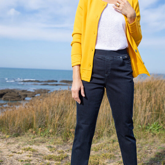 Maison-solfin - Veste courte femme en laine jaune soleil – 38