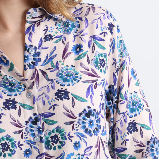 Maison-solfin - Chemise chaude femme viscose floral bleu – 42