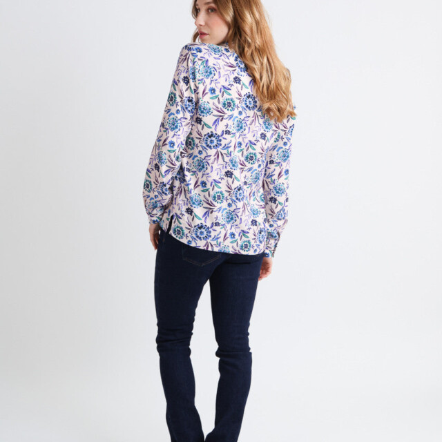Maison-solfin - Chemise chaude femme viscose floral bleu – 42
