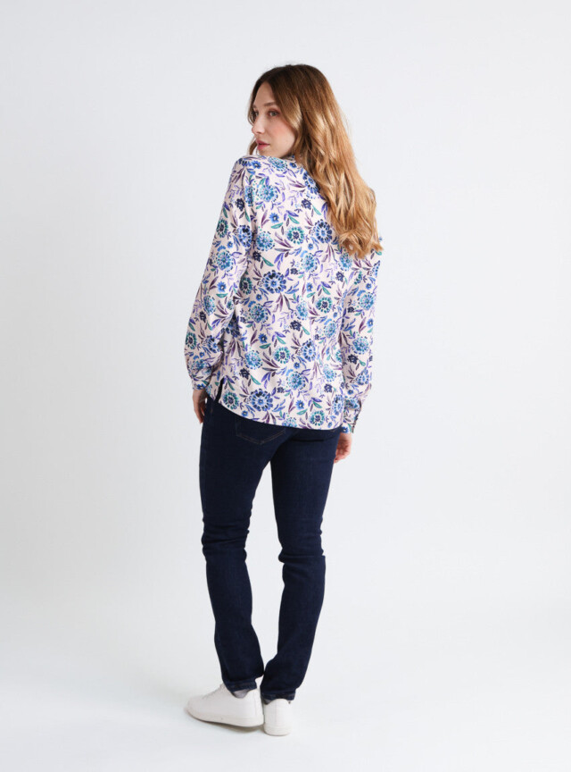 Maison-solfin - Chemise chaude femme viscose floral bleu – 42