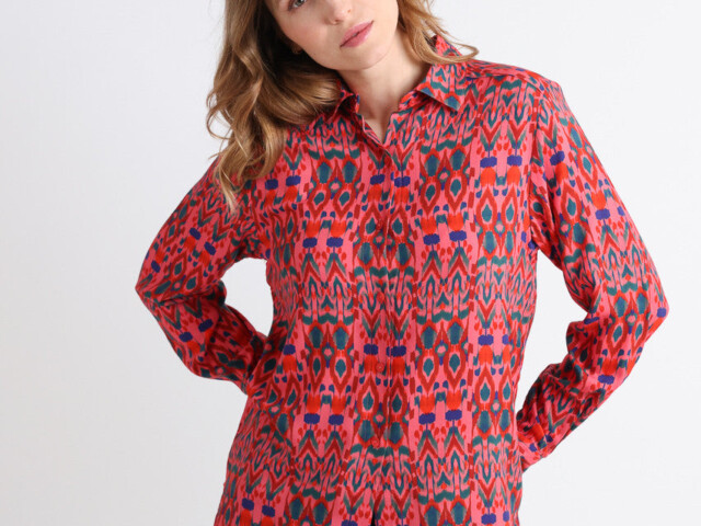 Maison-solfin - Chemise chaude femme viscose rouge rose – 52
