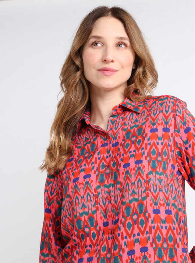 Maison-solfin - Chemise chaude femme viscose rouge rose – 52