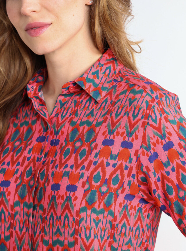 Maison-solfin - Chemise chaude femme viscose rouge rose – 52