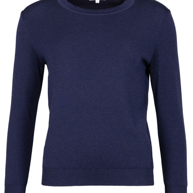 Maison-solfin - Pull femme en laine mérinos col rond bleu marine – 50