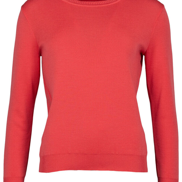 Maison Solfin - Pull femme en laine mérinos col rond rouge lumineux – 50