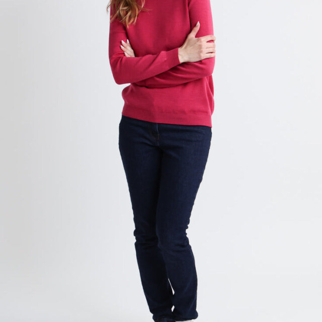 Maison-solfin - Pull femme en laine mérinos col rond Rose Géranium – 38