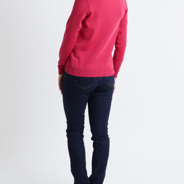 Maison-solfin - Pull femme en laine mérinos col rond Rose Géranium – 38