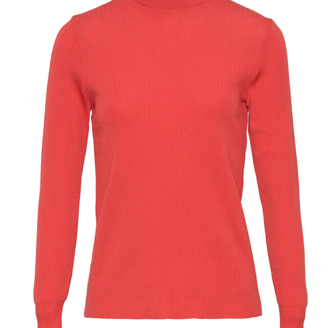 Maison-solfin - Pull chaussette femme col cheminee laine merinos Rouge Fraise – 5