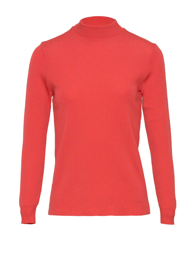 Maison-solfin - Pull chaussette femme col cheminee laine merinos Rouge Fraise – 5
