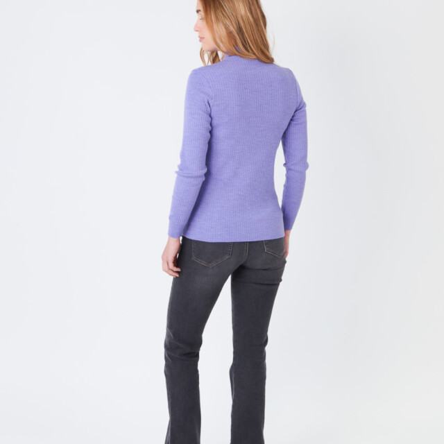 Maison-solfin - Pull chaussette femme col cheminee laine mérinos Violet Parme – 5
