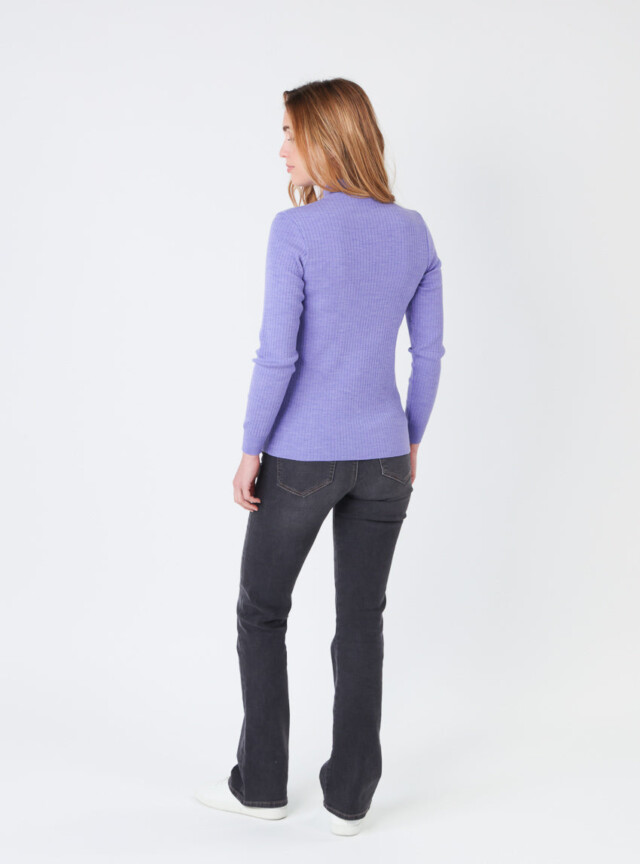 Maison-solfin - Pull chaussette femme col cheminee laine mérinos Violet Parme – 5