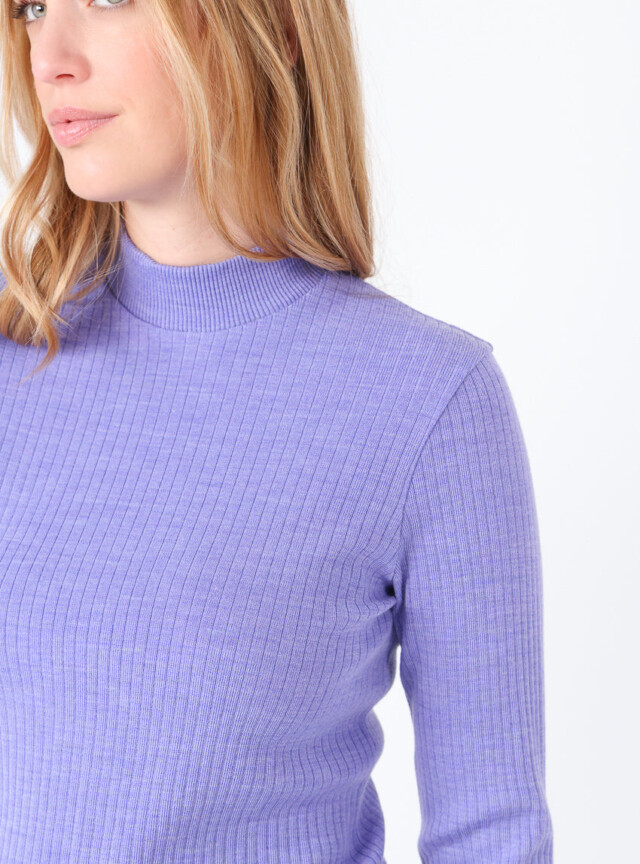Maison-solfin - Pull chaussette femme col cheminee laine mérinos Violet Parme – 5