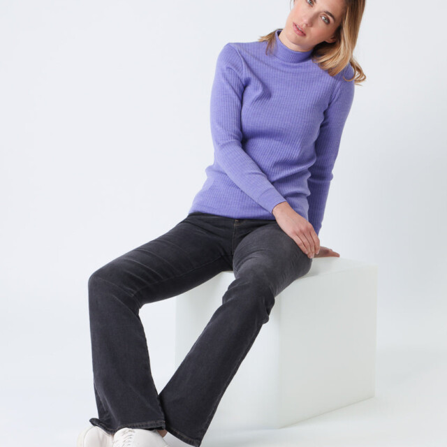 Maison-solfin - Pull chaussette femme col cheminee laine mérinos Violet Parme – 5