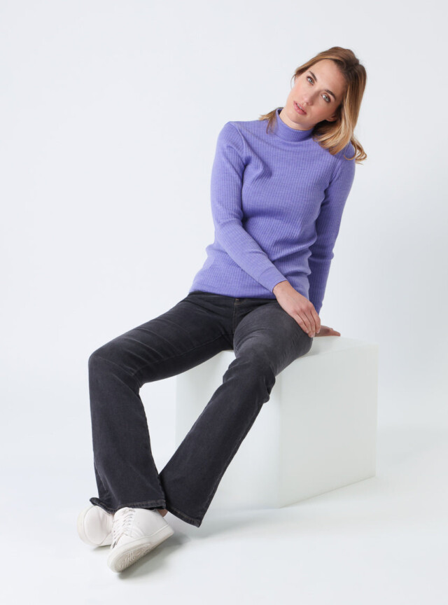 Maison-solfin - Pull chaussette femme col cheminee laine mérinos Violet Parme – 5