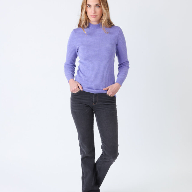 Maison-solfin - Pull chaussette femme col cheminee laine mérinos Violet Parme – 5