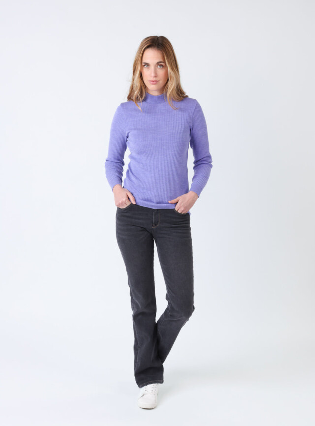 Maison-solfin - Pull chaussette femme col cheminee laine mérinos Violet Parme – 5