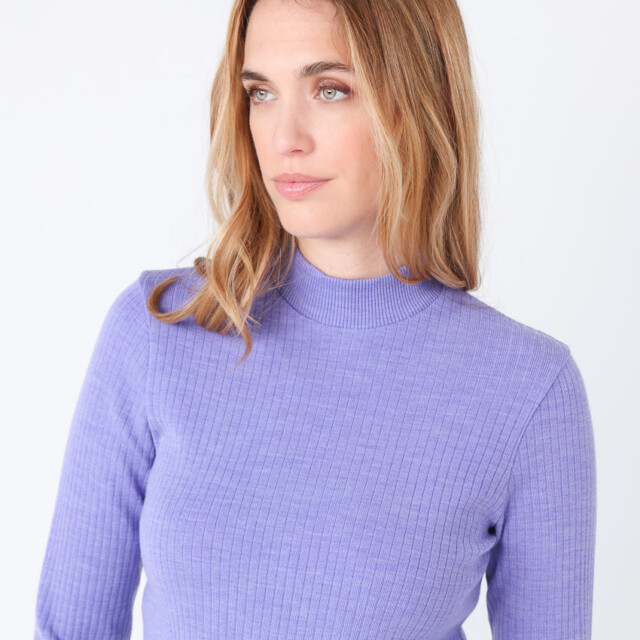 Maison-solfin - Pull chaussette femme col cheminee laine mérinos Violet Parme – 5