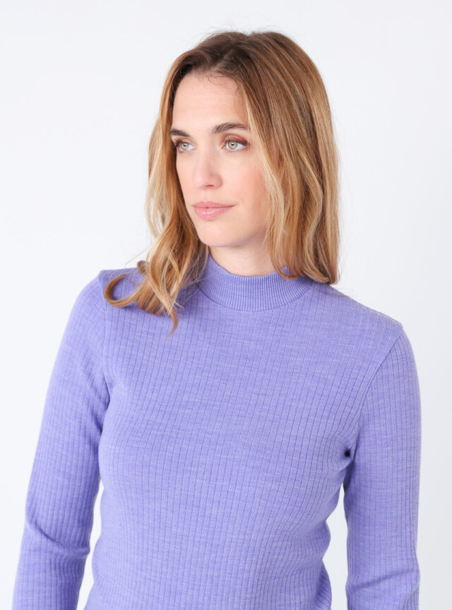 Maison-solfin - Pull chaussette femme col cheminee laine mérinos Violet Parme – 5