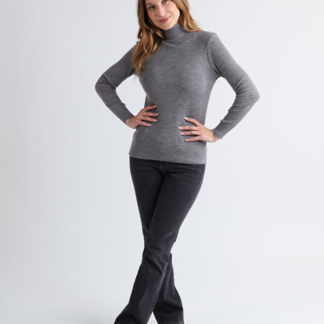 Maison-solfin - Pull chaussette femme col roule en laine mérinos Gris Léger – 5