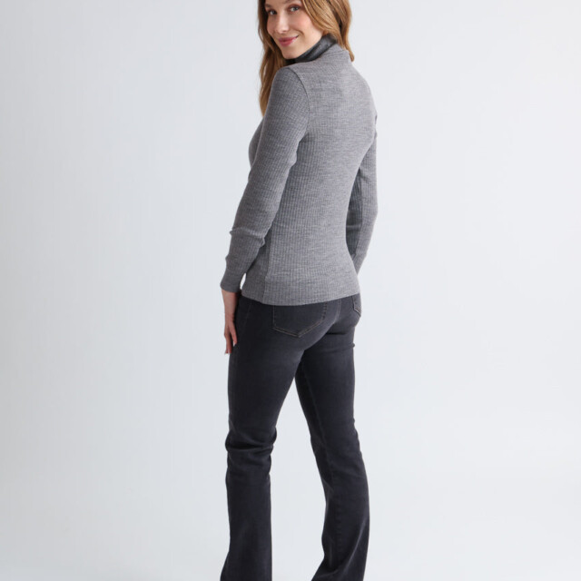 Maison-solfin - Pull chaussette femme col roule en laine mérinos Gris Léger – 5