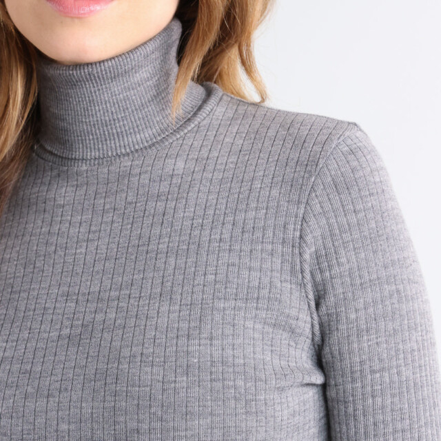 Maison-solfin - Pull chaussette femme col roule en laine mérinos Gris Léger – 5