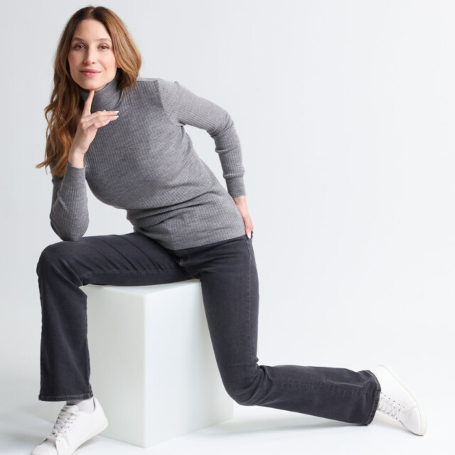 Maison-solfin - Pull chaussette femme col roule en laine mérinos Gris Léger – 5