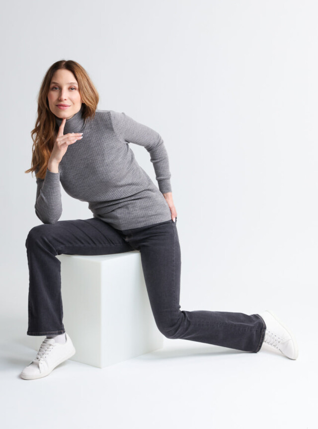 Maison-solfin - Pull chaussette femme col roule en laine mérinos Gris Léger – 5