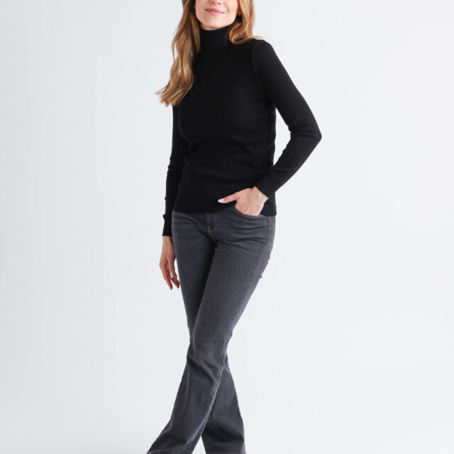 Maison-solfin - Pull chaussette femme col roule en laine merinos Noir – 5
