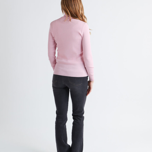 Maison-solfin - Pull chaussette femme col roule en laine mérinos Rose Léger – 5