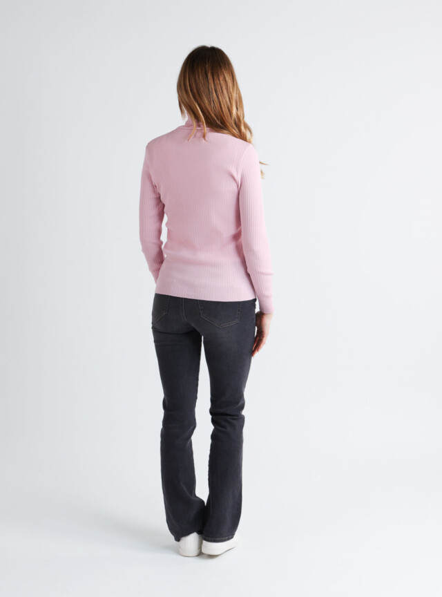 Maison-solfin - Pull chaussette femme col roule en laine mérinos Rose Léger – 5