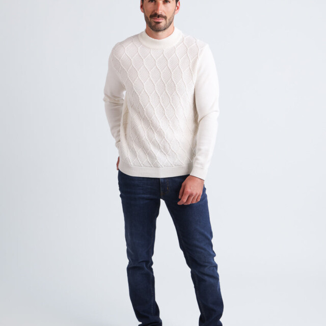 Maison Solfin - Pull homme en laine mérinos blanc naturel – 6