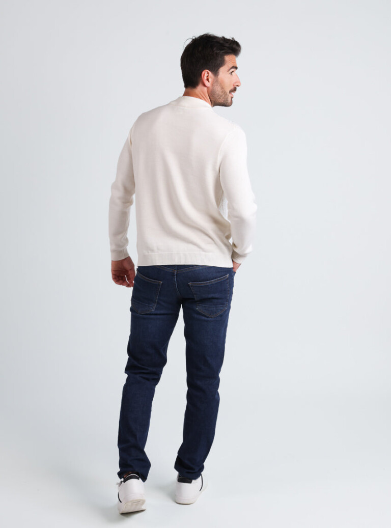Maison Solfin - Pull homme en laine mérinos blanc naturel – 6