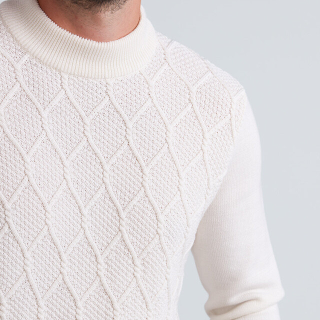 Maison Solfin - Pull homme en laine mérinos blanc naturel – 6