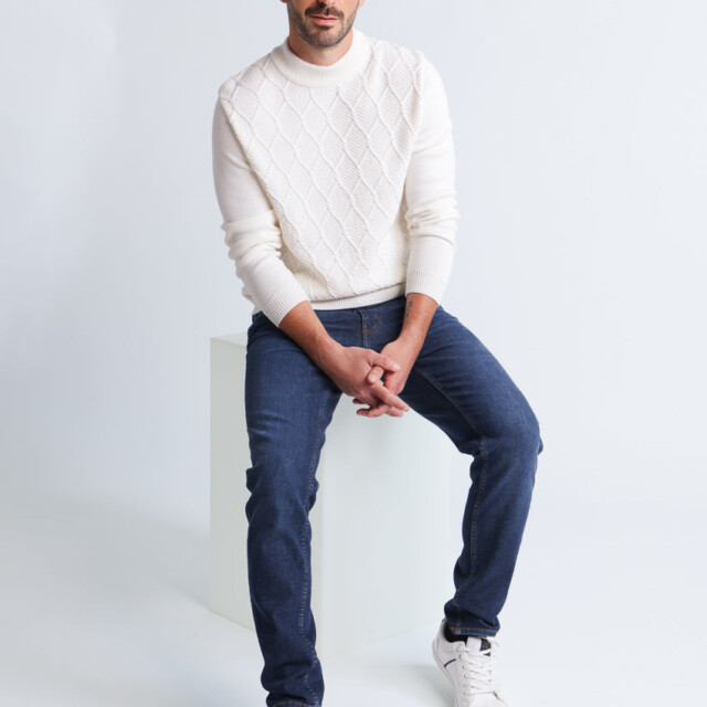Maison Solfin - Pull homme en laine mérinos blanc naturel – 6
