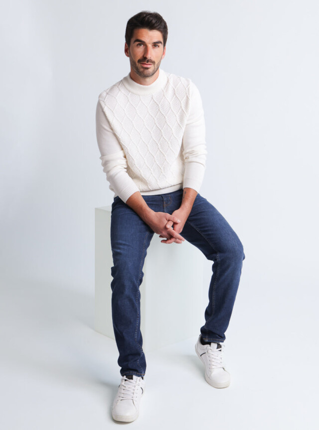 Maison Solfin - Pull homme en laine mérinos blanc naturel – 6