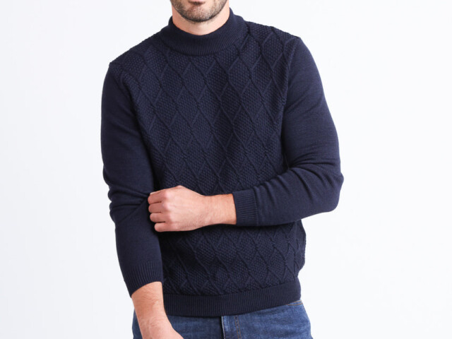 7494 bleu marine pull 1 Maison Solfin - Pull homme en laine mérinos bleu marine – 6