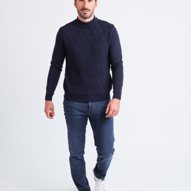 Maison Solfin - Pull homme en laine mérinos bleu marine – 6