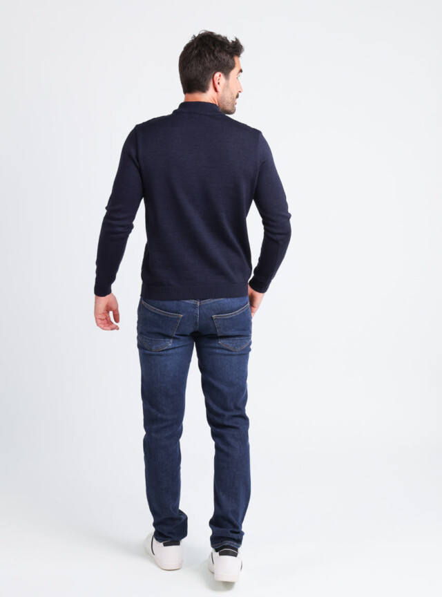 Maison Solfin - Pull homme en laine mérinos bleu marine – 6