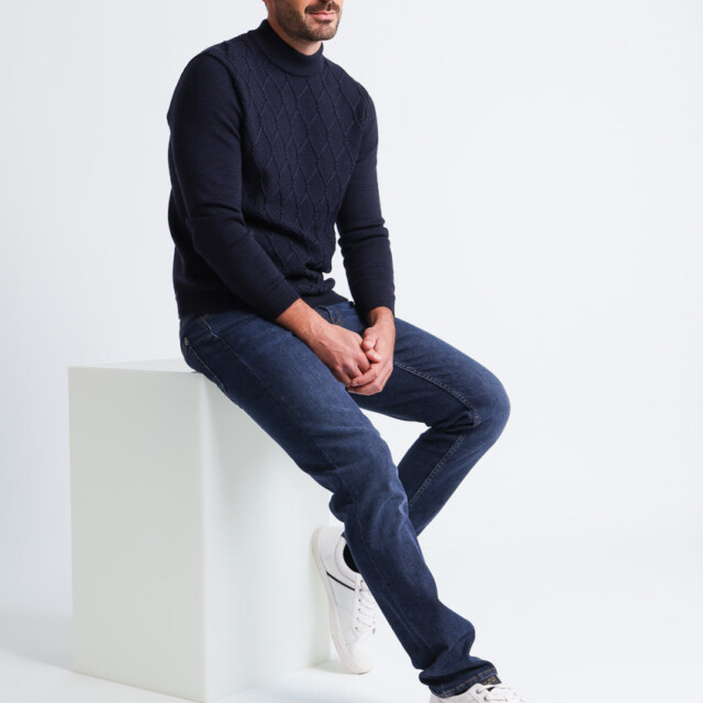 Maison Solfin - Pull homme en laine mérinos bleu marine – 6