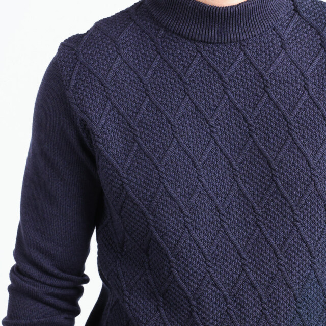 Maison Solfin - Pull homme en laine mérinos bleu marine – 6