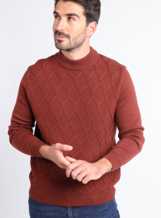 MAISON SOLFIN - Pull homme en laine mérinos rouge