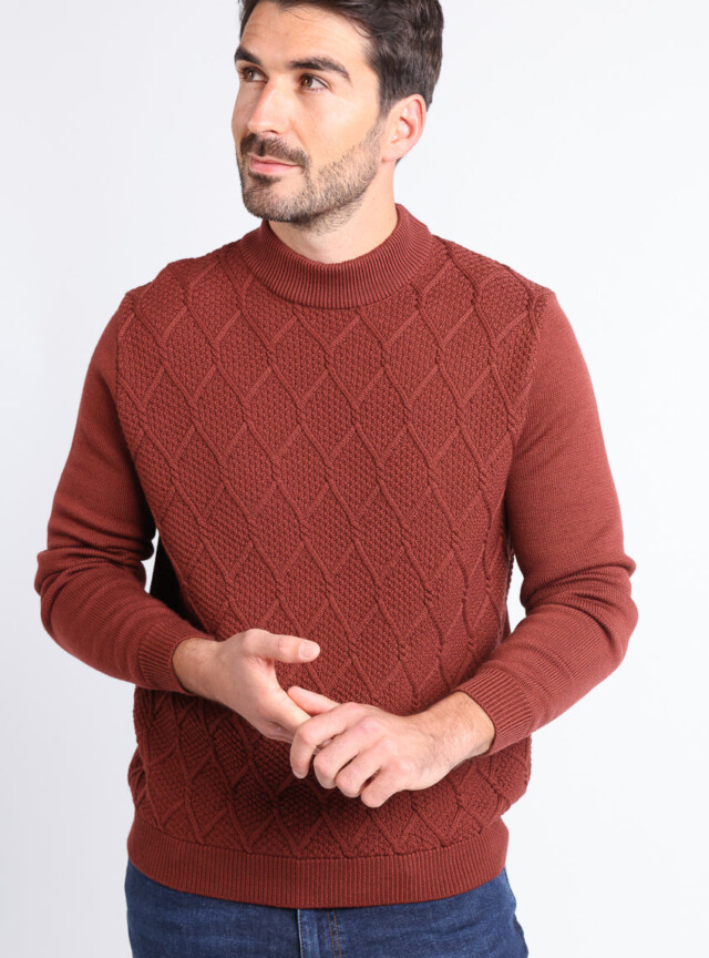 MAISON SOLFIN - Pull homme en laine mérinos rouge
