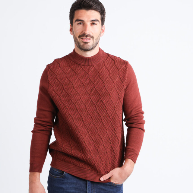Maison Solfin - Pull homme en laine mérinos rouge – 6